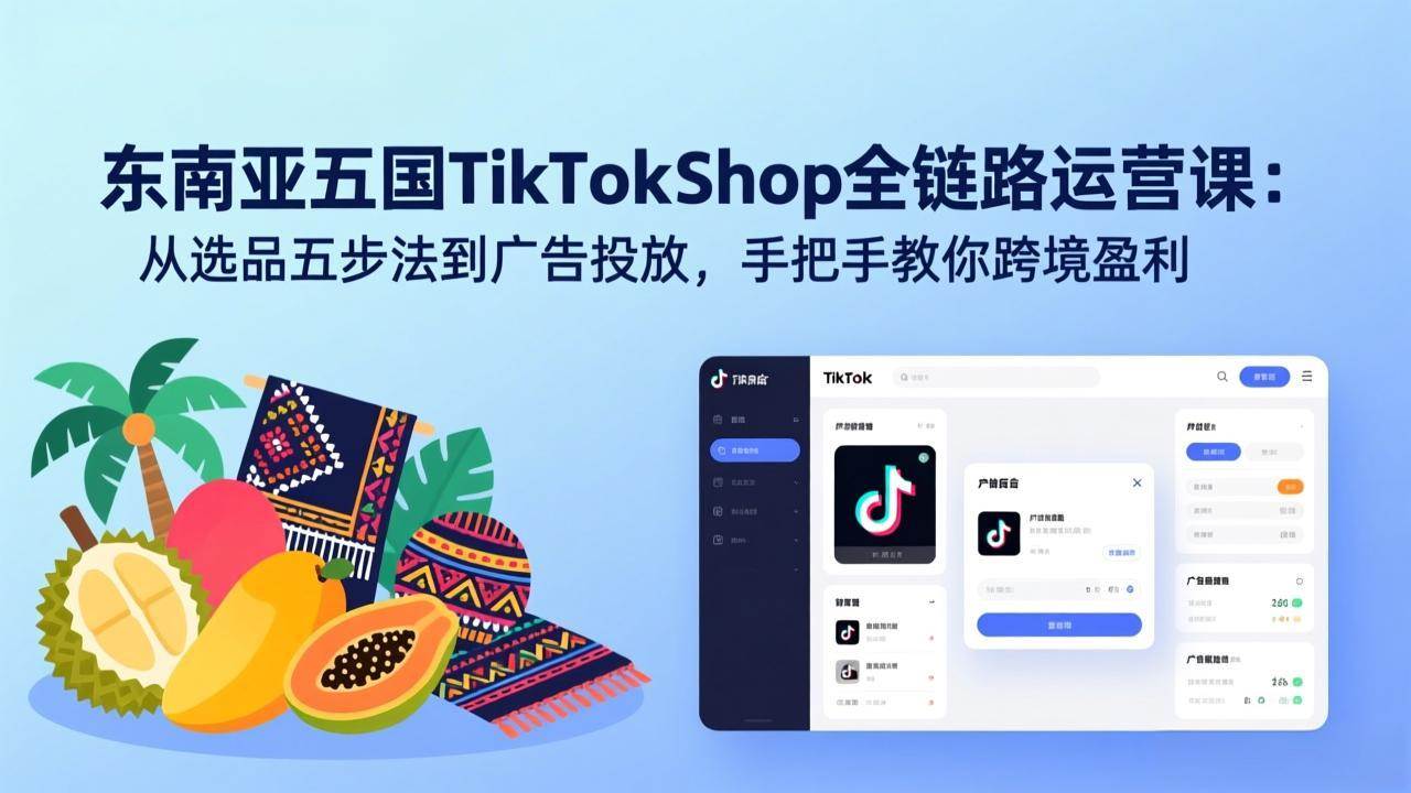 （17511期）东南亚五国TikTok Shop全链路运营课：从选品五步法到广告投放，手把手教你跨境盈利-尤课网创