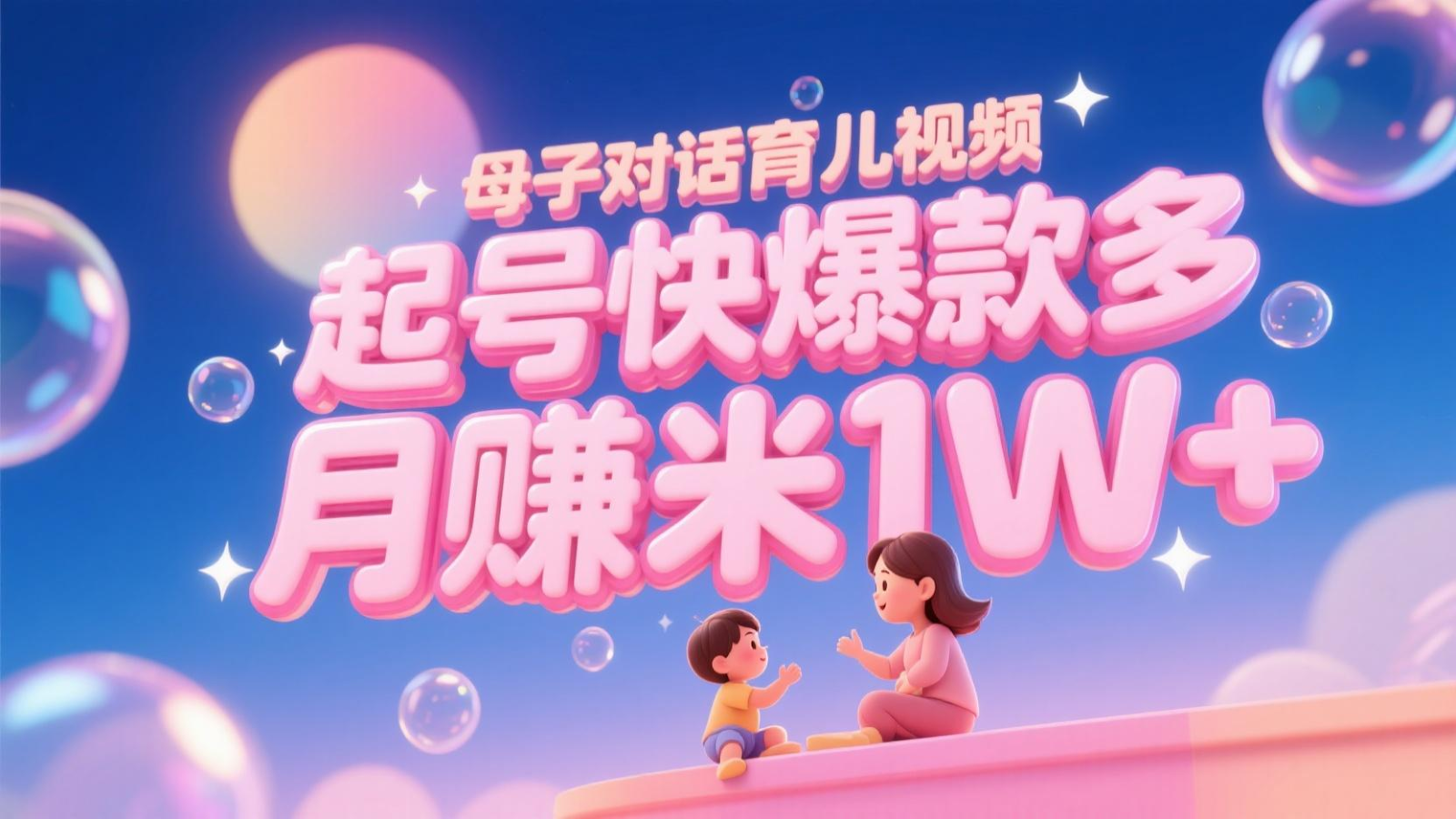 AI生成母子对话育儿类视频，起号快爆款多，小白宝妈轻松学，多渠道变现，月赚米1W+-尤课网创