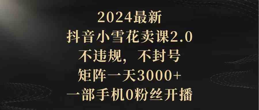 (9639期)2024最新抖音小雪花卖课2.0 不违规 不封号 矩阵一天3000+一部手机0粉丝开播