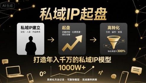 私域IP起盘，私域ip建立、起盘、高转化，打造年入千万的私域ip模型-尤课网创