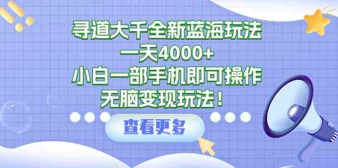 （9479期）寻道大千全新蓝海玩法，一天4000+，小白一部手机即可操作，无脑变现玩法！-尤课网创