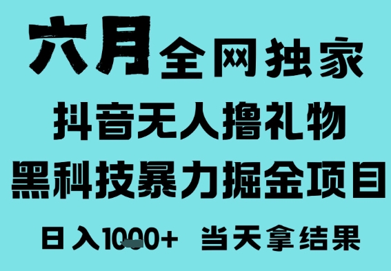 25年6月高爆抖音无人直播最新撸音浪掘金项目，门槛低小白可做，无脑日入1k，可矩阵放大-尤课网创