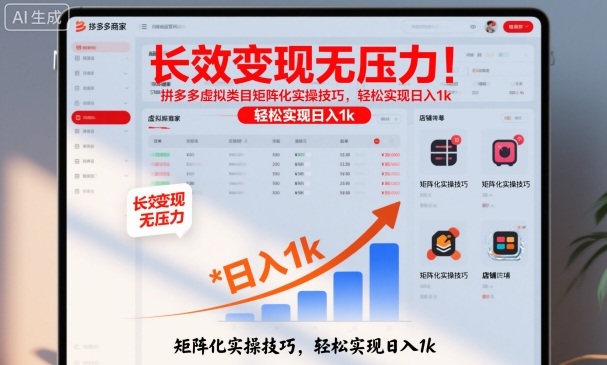 长效变现无压力!拼多多虚拟类目矩阵化实操技巧,轻松实现日入1k【揭秘】-尤课网创