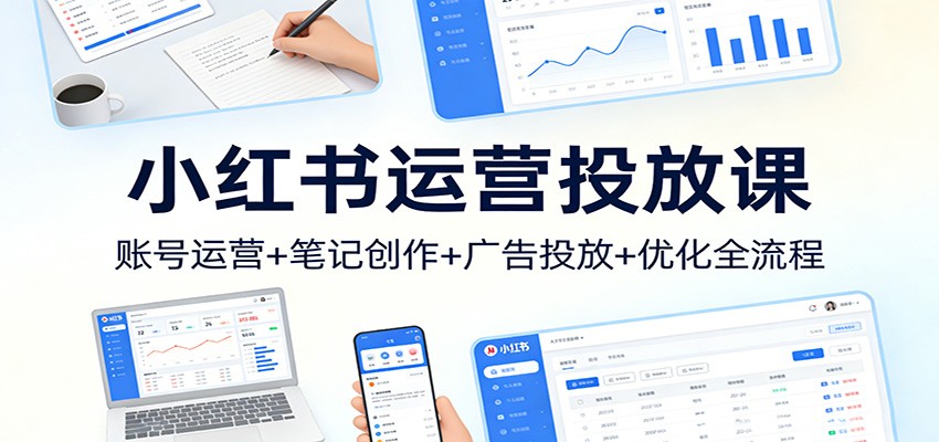 小红书运营投放课：账号运营+笔记创作+广告投放+优化全流程-尤课网创