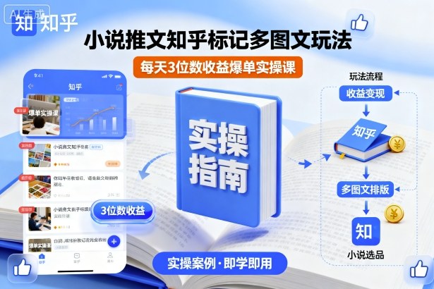 小说推文知乎标记多图文玩法，每天3位数收益爆单实操课-尤课网创