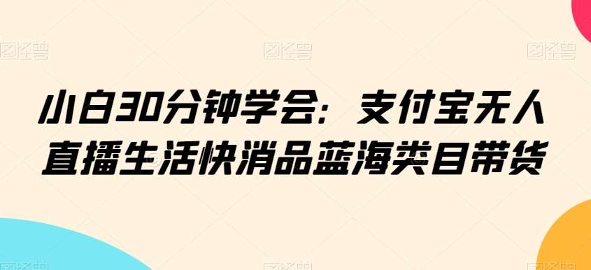 小白30分钟学会：支付宝无人直播生活快消品蓝海类目带货【揭秘】-尤课网创
