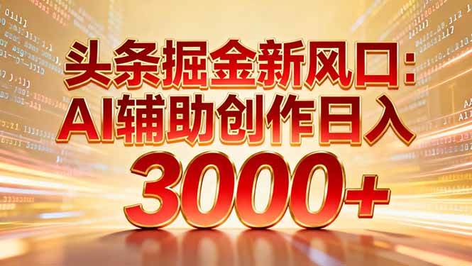 （16923期）头条掘金新风口：AI辅助创作日入3000+，矩阵玩法当天启动隔天见效-尤课网创