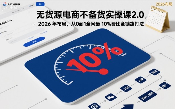 无货源电商不备货实操课2.0,2026年布局,从0到1全网最低10%费比全链路打法【更新26年3月】-尤课网创