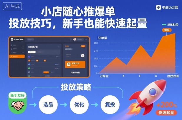 小店随心推爆单投放技巧，新手也能快速起量-尤课网创