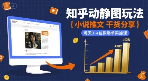 小说推文干货分享之知乎动静图玩法，每天3-4位数爆单实操课-尤课网创