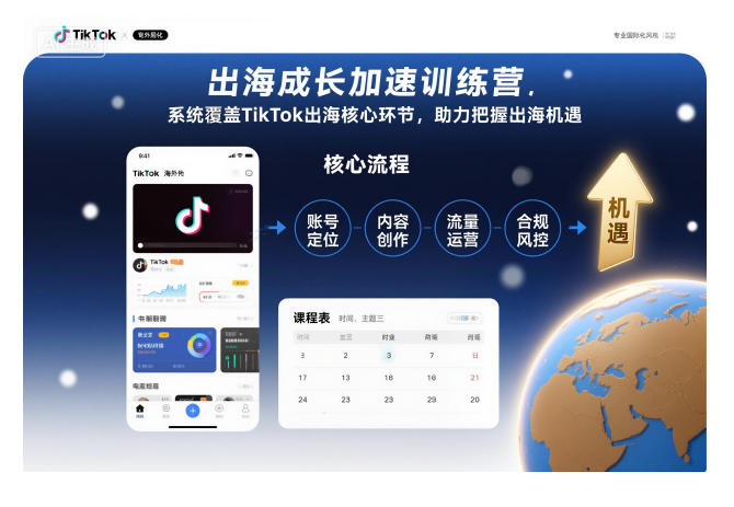 出海成长加速训练营，系统覆盖TikTok出海核心环节，助力把握出海机遇（更新）-尤课网创