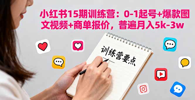 小红书15期训练营:0-1起号+爆款图文视频+商单报价,普遍月入5k-3w-尤课网创