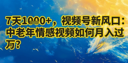 7天收益1k+，视频号新风口：中老年情感视频如何月入过W?-尤课网创