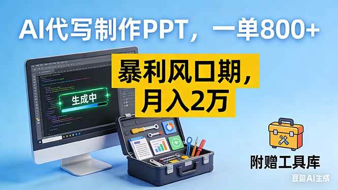 （16967期）AI代写制作PPT，一单800+， 暴利风口期，月入2万【附工具】-尤课网创
