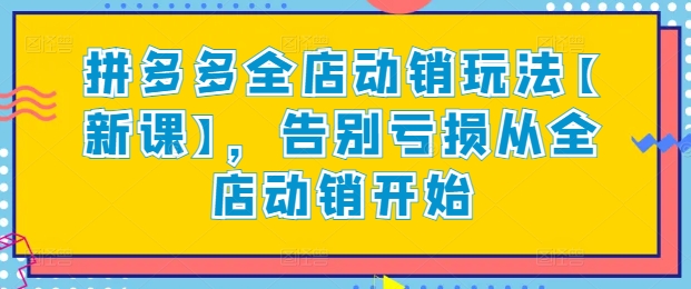 拼多多全店动销玩法【新课】，告别亏损从全店动销开始-尤课网创
