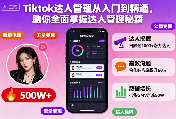 Tiktok达人管理从入门到精通，助你全面掌握达人管理秘籍-尤课网创