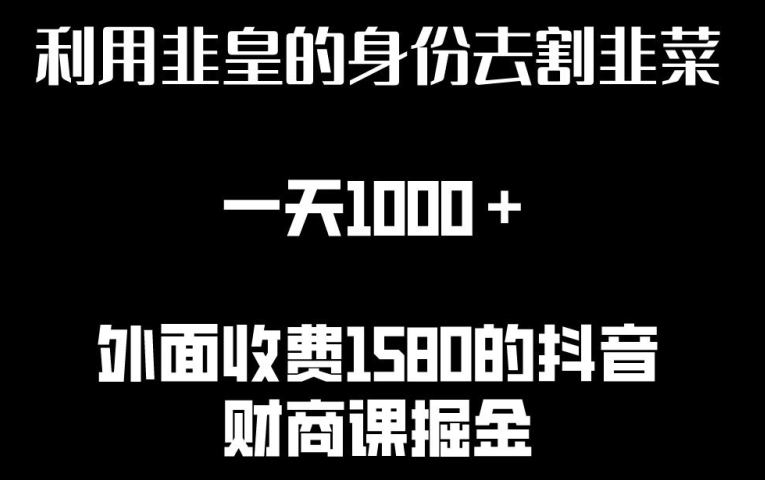 利用非皇的身份去割韭菜，一天1000+(附详细资源)-尤课网创