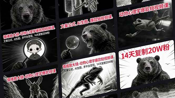 （17376期）情绪放大镜-动物心理学爆款短视频课，文案公式、AI生图、多平台变现，14天复制20W粉-尤课网创