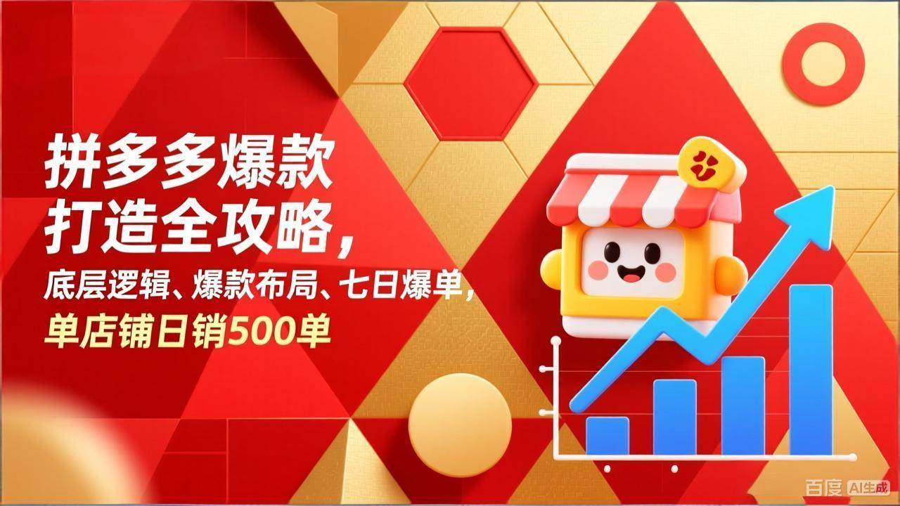 (17346期)拼多多爆款打造全攻略,底层逻辑、爆款布局、七日爆单,单店铺日销500单-尤课网创