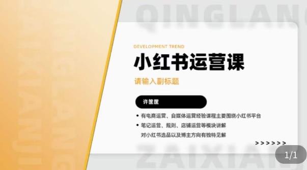 许筐筺·小红书运营课，​笔记运营、规则、店铺运营等模块讲解，学会自己独立运营小红书账号-尤课网创