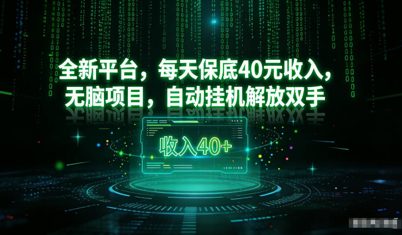 最新看广平台，每天保底30-4米，无脑项目，自动挂G解放双手【揭秘】-尤课网创