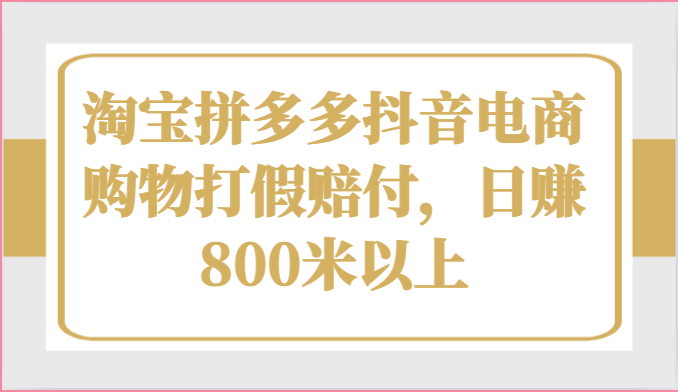 淘宝拼多多抖音电商购物打假赔付，日赚800米以上-尤课网创
