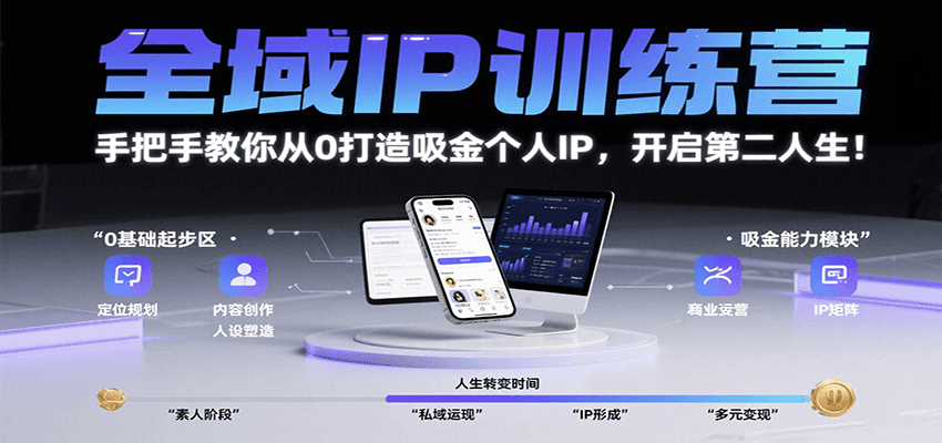 全域IP训练营，手把手教你从0打造吸金个人IP，开启第二人生！-尤课网创
