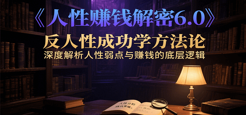人性赚钱解密6.0，反人性成功学方法论，深度解析人性弱点与赚钱的底层逻辑-尤课网创