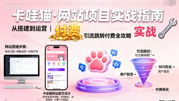 卡哇猫·网站项目，网站搭建与运营以及引流跳转付费-尤课网创