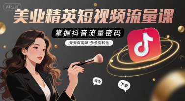 美业精英短视频流量课，掌握抖音流量密码，天天有询单，条条有转化-尤课网创