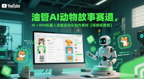 油管AI动物故事赛道，AI+RPA机器人流程自动化制作素材【保姆级教程】-尤课网创