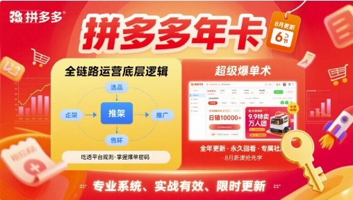 拼多多年卡，拼多多全链路运营底层逻辑，超级爆单术【更新26年1月】-尤课网创