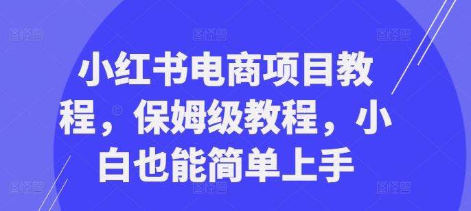 小红书电商项目教程，保姆级教程，小白也能简单上手-尤课网创