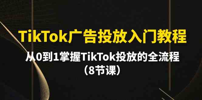 TikTok广告投放入门教程，从0到1掌握TikTok投放的全流程（8节课）-尤课网创
