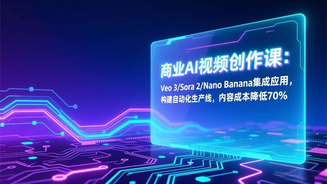 （17070期）商业AI视频创作课：Veo 3/Sora 2/Nano Banana集成应用，构建自动化生产线，内容成本降低70%-尤课网创