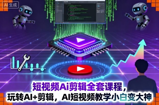 短视频Ai剪辑全套课程，玩转AI+剪辑，AI短视频教学小白变大神-尤课网创