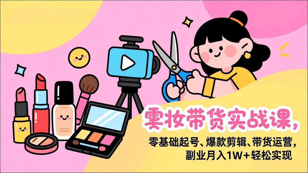 （17189期）美妆带货实战课，零基础起号、爆款剪辑、带货运营，副业月入1W+轻松实现-尤课网创