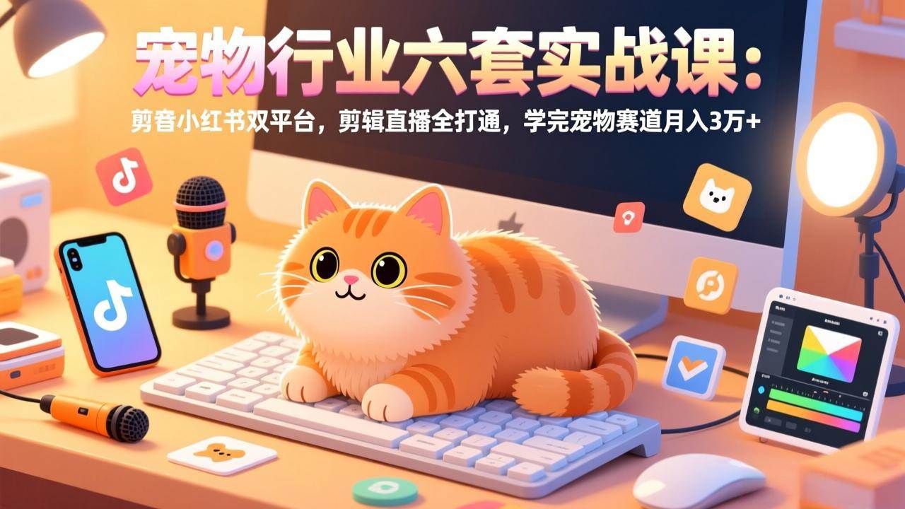（17411期）宠物行业六套实战课：抖音小红书双平台，剪辑直播全打通，学完宠物赛道月入3万+-尤课网创