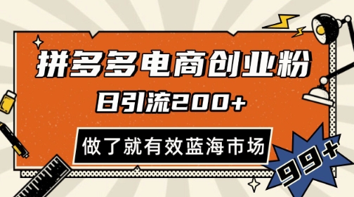 拼多多引流电商创业粉，日引200+，可矩阵放大，做了就有效-尤课网创