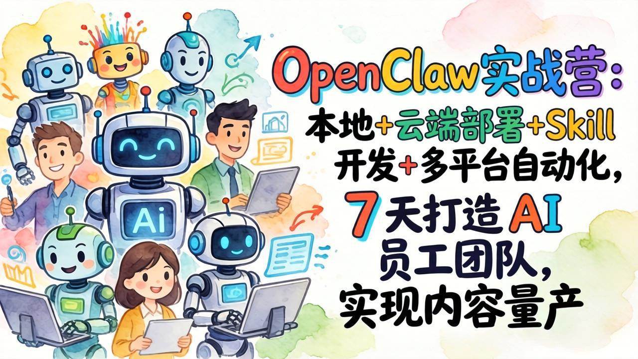（17626期）OpenClaw实战营：本地+云端部署+Skill开发+多平台自动化，7 天打造 AI 员工团队，实现内容量产-尤课网创