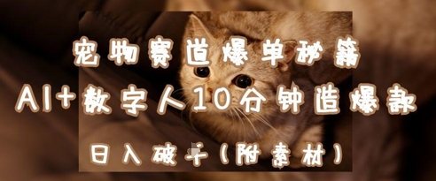 宠物赛道爆单秘籍：AI+数字人10分钟造爆款，日入1k-尤课网创