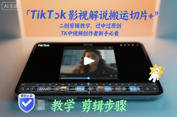 TikTok影视解说搬运切片+二创剪辑教学，过中过原创，TK中视频创作者新手必看-尤课网创