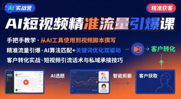 AI+短视频引爆精准客户实战营，手把手教你引爆Ai短视频精准流量-尤课网创