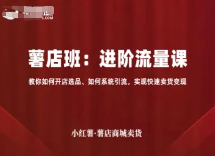 小红薯薯店商城卖货，进阶流量课，教你如何开店选品、如何系统引流，实现快速卖货变现-尤课网创