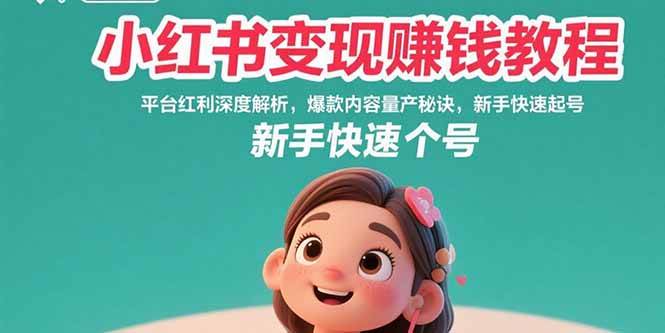 (15559期)小红书变现赚钱教程:平台红利深度解析,爆款内容量产秘诀,新手快速起号-尤课网创