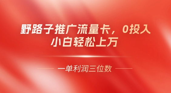 0门槛推广流量卡，一单收益上百，0投入，小白月入过W-尤课网创