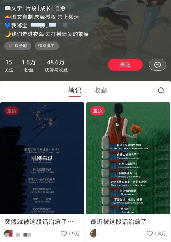 小红书治愈文案图文笔记，零门槛，一分钟制作轻松制作爆款作品月入万元-尤课网创