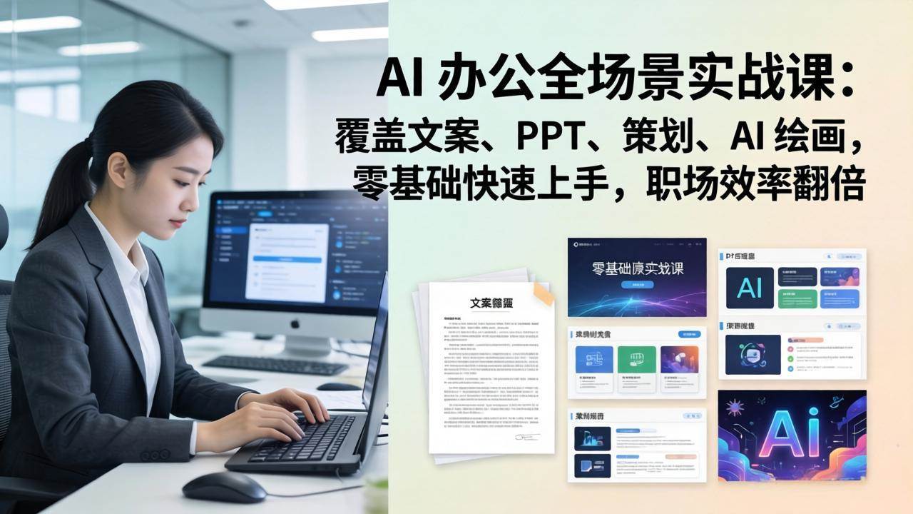 (17732期) AI 办公全场景实战课:覆盖文案、PPT、策划、AI 绘画,零基础快速上手,职场效率翻倍-尤课网创
