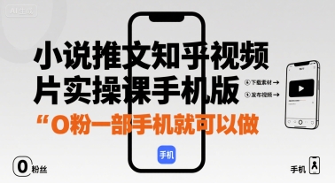 小说推文知乎视频图片实操课手机版，0粉一部手机就可以做-尤课网创