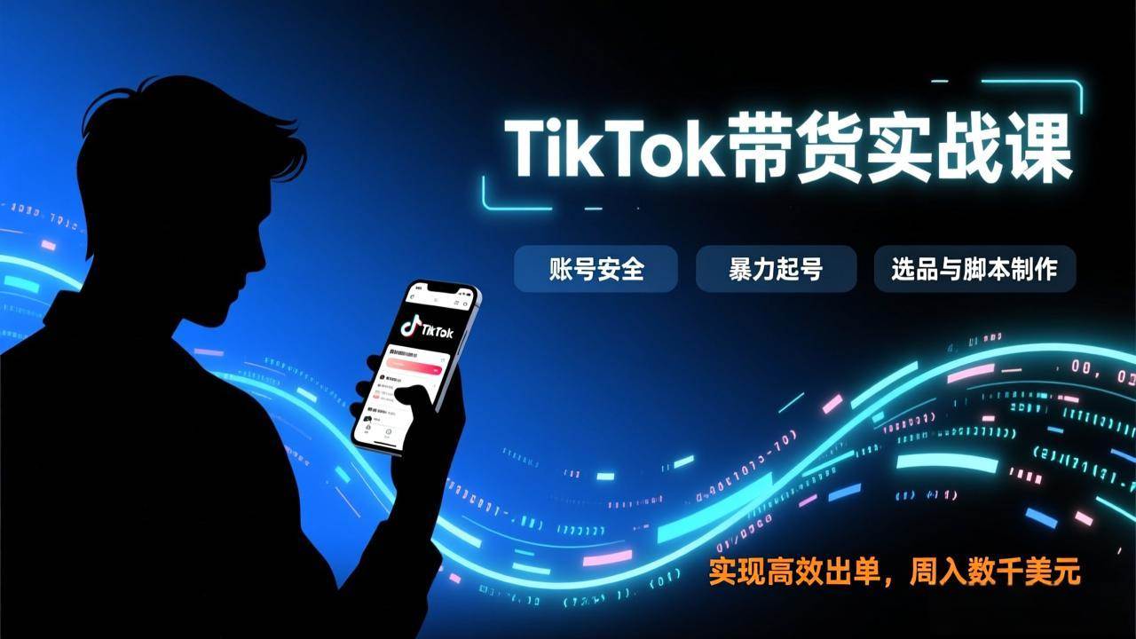（17278期）TikTok带货实战课，涵盖账号安全、暴力起号、选品与脚本制作，实现高效出单，周入数千美元-尤课网创